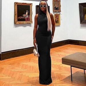 PHILLY'S TREASURE WOMEN BLACK HOODED SLEEVELESS SLIM DRESS